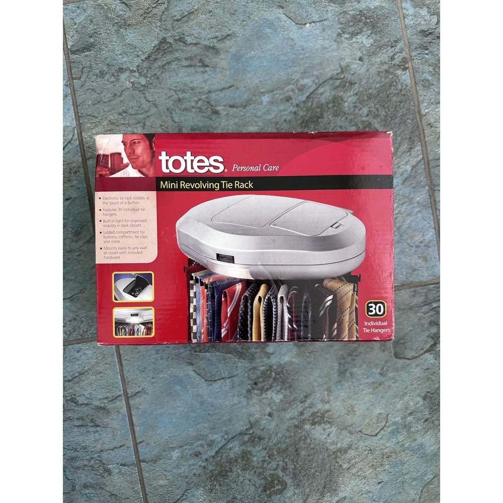 Totes Mini Revolving Tie Rack Holds 30 Ties Built in Light, Wall Mountable New